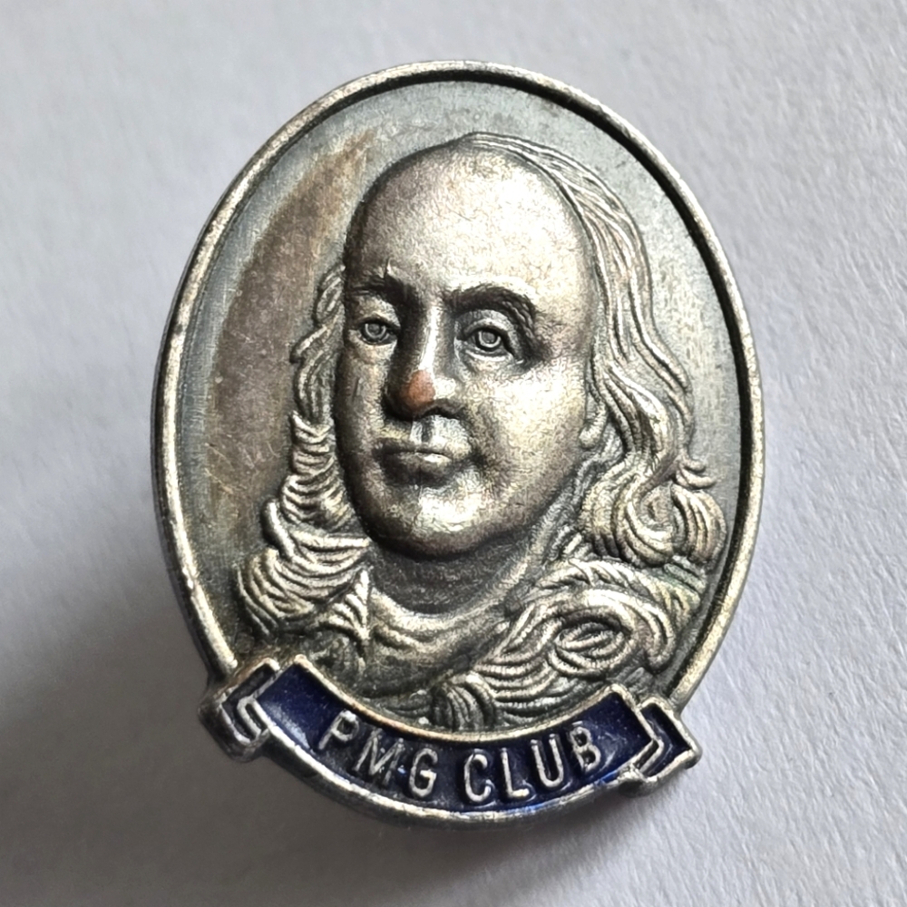 Vintage PMG Club Ben Franklin Face Vintage Tie Tack Lapel Pin brooch